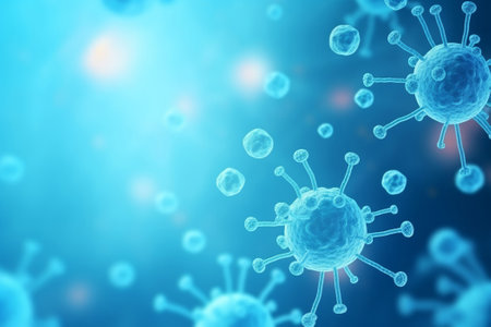 The biological liquid with active virus globules as scientific backgroundの素材