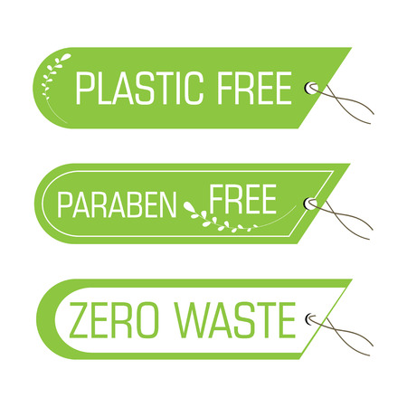 Vector labels with plastic, zero waste tags. Vector illustrationのイラスト素材