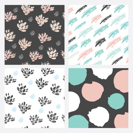 Set of fashion colorful hand brush stroke pattern.のイラスト素材