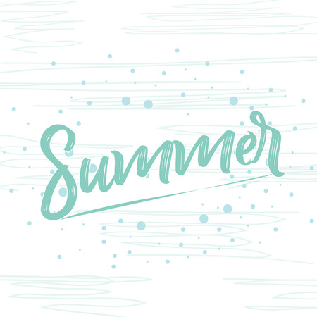 Blue Scribble Smears Hand Drawn in Pencil. Thin lines pattern. Text "Summer"のイラスト素材