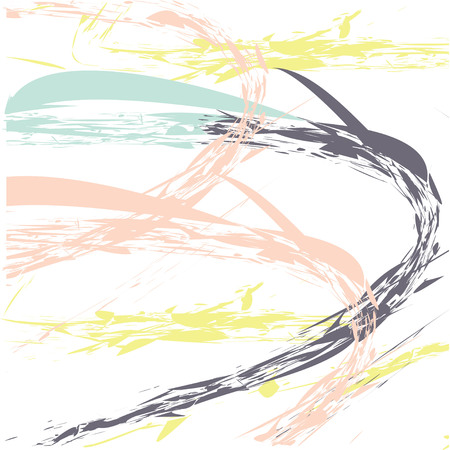 Trendy vector pattern with brush strokes. Hand drawn abstract card with curlsのイラスト素材