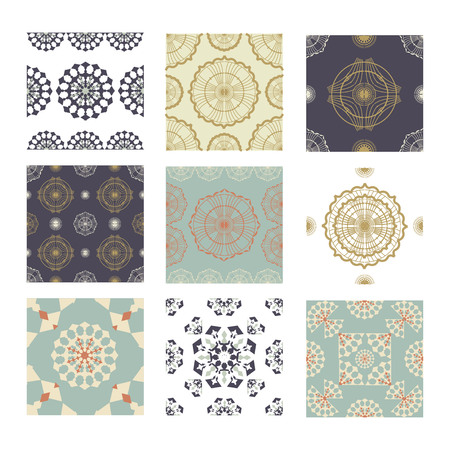 Set of seamless ceramic decor with colorful patchwork. Vintage multicolor pattern. Can be used for ceramic tile, wallpaper, linoleum, textileのイラスト素材