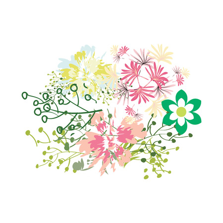 Bouquet of flowers in juicy colorsのイラスト素材