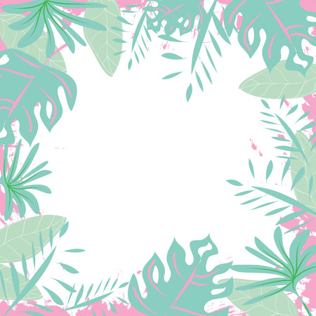 Green and Pink leaves on white backgroundのイラスト素材