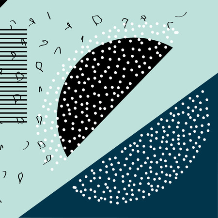 Trendy geometric elements memphis cards. Geometric style texture, pattern and geometric elements. Modern abstract design poster, cover, card design. Contemporary art collageのイラスト素材