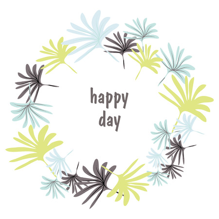 Greeting card design with floral decoration and hand lettered text. Hand drawn invitation or greeting card template.のイラスト素材