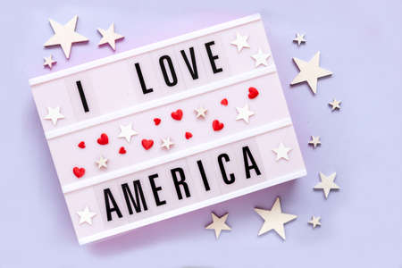 I love America written in light box  Happy Independence Day of United States