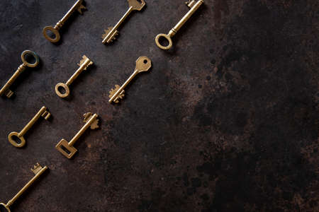 Pattern of many different antique keysの写真素材