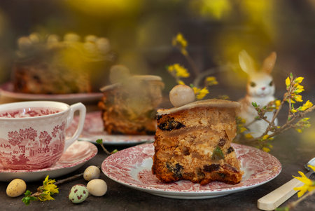 Homemade Simnel Cake traditional English Easter marzipan cake.