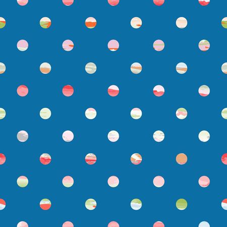 Seamless pattern of multicolored watercolor circles on a green and blue background. Great for decorating fabrics, textiles, gift wrapping design, any printed materials, including advertising.のイラスト素材