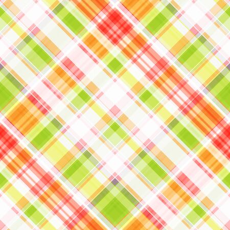 Seamless pattern of light green, pink and orange intersecting stripes, checkered pattern, oblique cage. Great for decorating fabrics, textiles, gift wrapping, printed materials, advertising.のイラスト素材