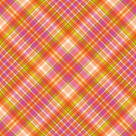 Dark and bright stripes pattern, checkered diagonal print, oblique cage. Stripes of various shades of orange, green and magenta. For the manufacture of modern, beautiful and quality products.のイラスト素材