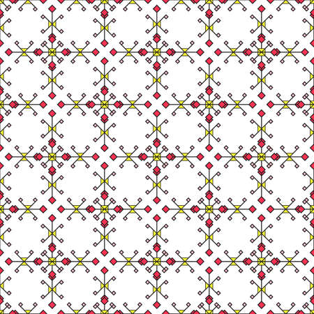 Modern abstract geometric seamless pattern of rhombuses and squares and other geometric elements