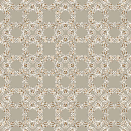 Beautiful seamless lace pattern in beige and brown colors, abstract floral elements. Great for...