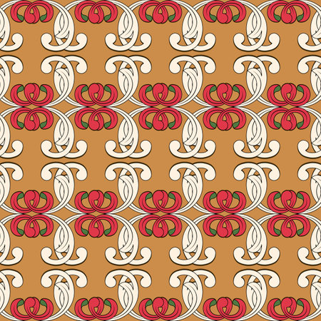 Abstract Damascus. Seamless oriental print, a pattern of horizontal light and bright floral borders. A great idea for decorating printed materials, fabrics, interior design, internet projects and more.のイラスト素材