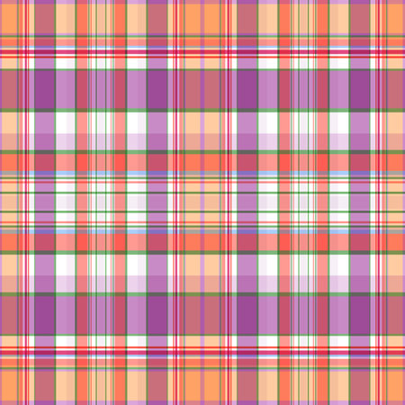 fashion checkered pattern. Wide purple and orange stripes. Bright summer seamless print. Great for decorating fabrics, textiles, gift wrapping designs, any printed materials, including advertising.のイラスト素材