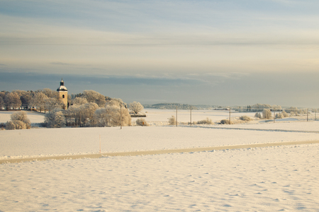 Frost i SvartÃ¥dalen, Skultuna kyrkaの写真素材