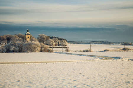 Frost i SvartÃ¥dalen, Skultuna kyrkaの写真素材