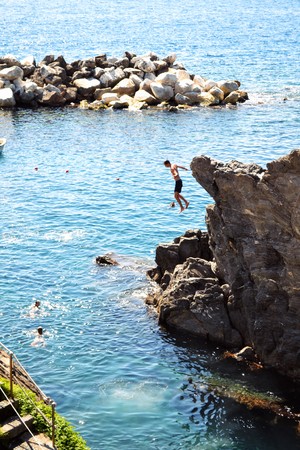 Cinque Terre cliff jumpのeditorial素材