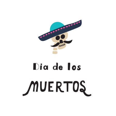 Dia De Los Muertos (Day of the Dead) Holiday- hand drawn lettering. Illustration for poster, banner, card.のイラスト素材