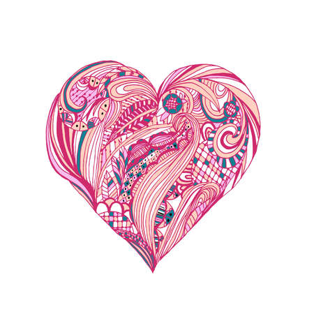 Handdrawn doodle heart for web site, greeting card and Valentine's day. Creative sketch. Vector illustration.のイラスト素材