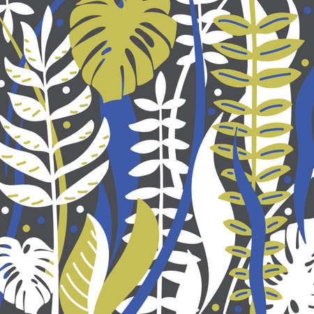 Hand drawn floral pattern. Exotic abstract vector background.のイラスト素材