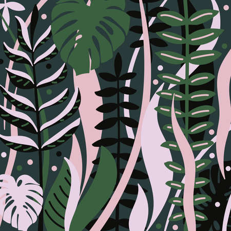 Hand drawn floral pattern. Exotic abstract vector background.のイラスト素材