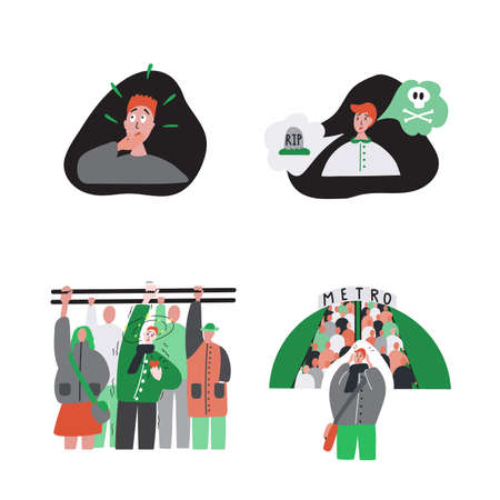 Panic attack. Vector on a white background. Illustration for websites, brochures, magazines.のイラスト素材