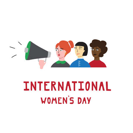 International women's day greeting card design. Handdrawn vector illustration.のイラスト素材