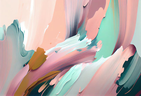 Background with oil textural brush strokes in pastel pinks and greens