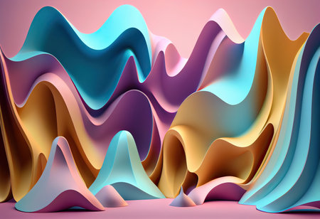 3D abstract background with paper cut wawes and shapes design layout for business presentations,...