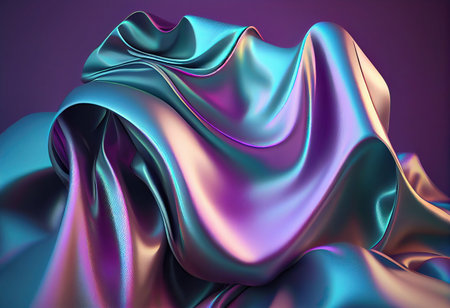 Abstract fluid 3D render iridescent modern retro futuristic dynamic wave in motion. Ideal for backgrounds wallpapers banners posters and coversの写真素材
