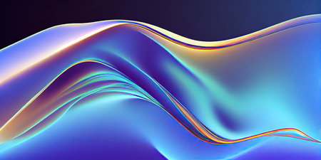 Abstract fluid 3D render iridescent modern retro futuristic dynamic wave in motion. Ideal for...