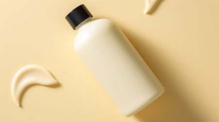 white and blank, unbranded cosmetic cream jar or tubes on beige background. Skincare product presentation. elegant mockup. Skincare, beauty and spa. Banner with copy spaceの素材