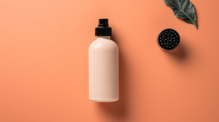 white blank cosmetic cream, tonic, soap disinfectant in jar or dispenser with green leaves . natural skincare product presentation. Beauty and spa mockup template with copy space for textの素材