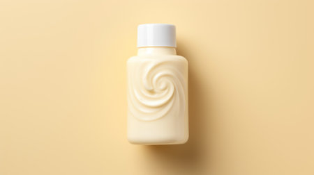 white and blank, unbranded cosmetic cream jar or tubes on light yellow background. Skincare product presentation. elegant mockup. Skincare, beauty and spa. Banner with copy spaceの素材