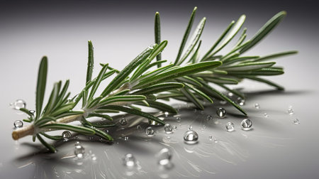 Fresh rosemary with water drops on white background. close upの素材