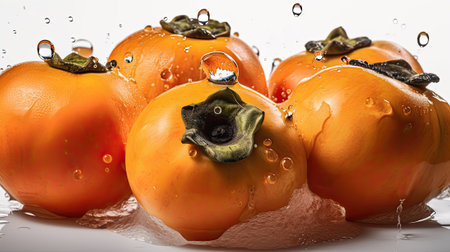 Fresh pear with water drops on white background. close upの素材