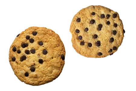Classic american chocolate chip cookie isolated on white or transparent background, cut outの写真素材