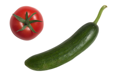 cucumber and tomato isolated on white or transparent background, cut outの写真素材
