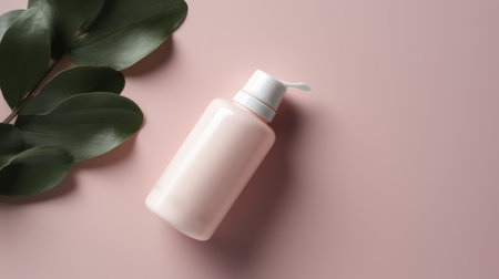 white and blank, unbranded cosmetic cream jar or tubes on pastel Light pink background. Skincare product presentation. elegant mockup. Skincare, beauty and spa. Banner with copy spaceの素材