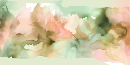 Abstract watercolor paint background by peach and green color, with liquid fluid texture for background, bannerの素材