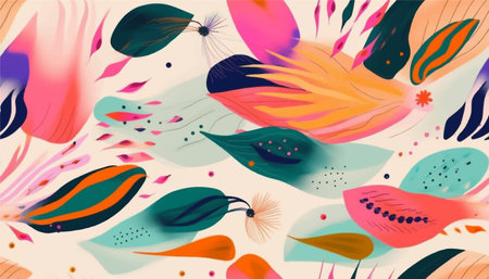 Abstract botanical shapes ethnic style pattern. collage contemporary print. fashionable template for designのイラスト素材