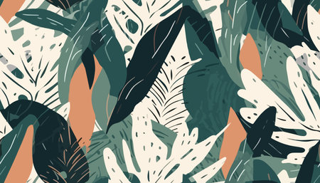 Hand drawn modern plant abstract print. Creative collage seamless pattern. fashionable template for designのイラスト素材