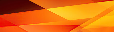Yellow orange red brown abstract background for design. geometric shapes. Triangles, squares, stripes, lines. color gradient. Modern, futuristic. Bright. web banner. wide. Panoramicの素材