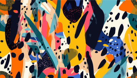 Hand drawn bright artistic contemporary abstract print. Creative collage seamless pattern. fashionable template for designのイラスト素材