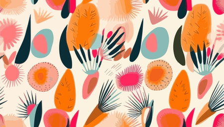 Abstract botanical shapes ethnic style pattern. Collage floral contemporary print. fashionable template for designのイラスト素材