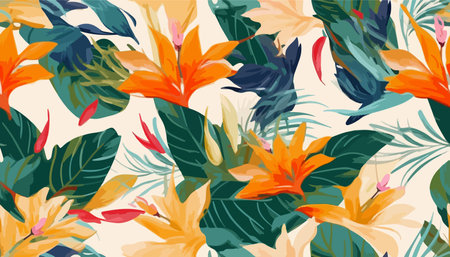 Modern exotic botanical pattern. Collage contemporary seamless pattern. hand drawn cartoon style patternのイラスト素材