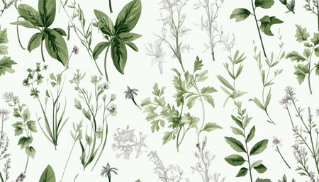 Beautiful floral seamless pattern with wild herbs and flowers. Modern abstract flowers collage pattern. Bright contemporary print. fashionable template for designのイラスト素材