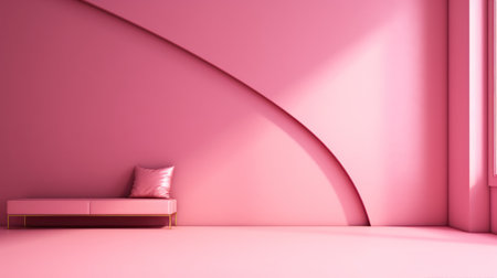 Beautiful versatile backdrop for product design and presentation with a pink wall and smooth floorの素材